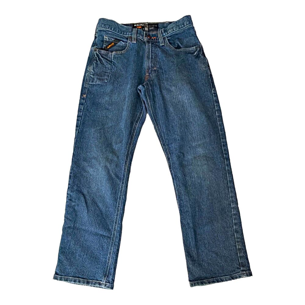 Ariat Rebar M4 Men’s Relaxed Bootcut Jeans 28x30 Blue Denim Cotton